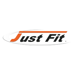 Das Logo von Just Fit zeigt den Schriftzug in kräftigen Farben, um Fitness und Aktivität zu symbolisieren.