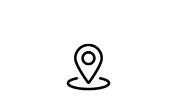Ein stilisiertes Standortsymbol, das auf einem weißen Hintergrund schwebt, symbolisiert Navigation und Orientierung.