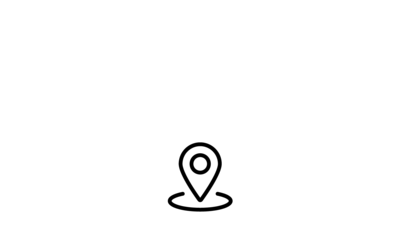 Ein stilisiertes Standortsymbol, das auf einem weißen Hintergrund schwebt, symbolisiert Navigation und Orientierung.