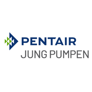 Das Logo zeigt den Schriftzug 'PENTAIR' in Blau, gefolgt von 'JUNG PUMPEN' in Grau, umgeben von geometrischen Formen.